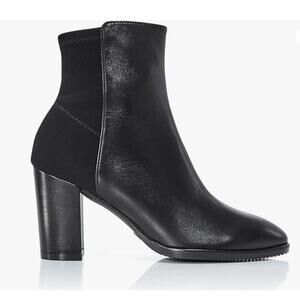 Stuart Weitzman Harper Bootie 80 Black Leather Elastane Upper Size 8 NIB Pull On